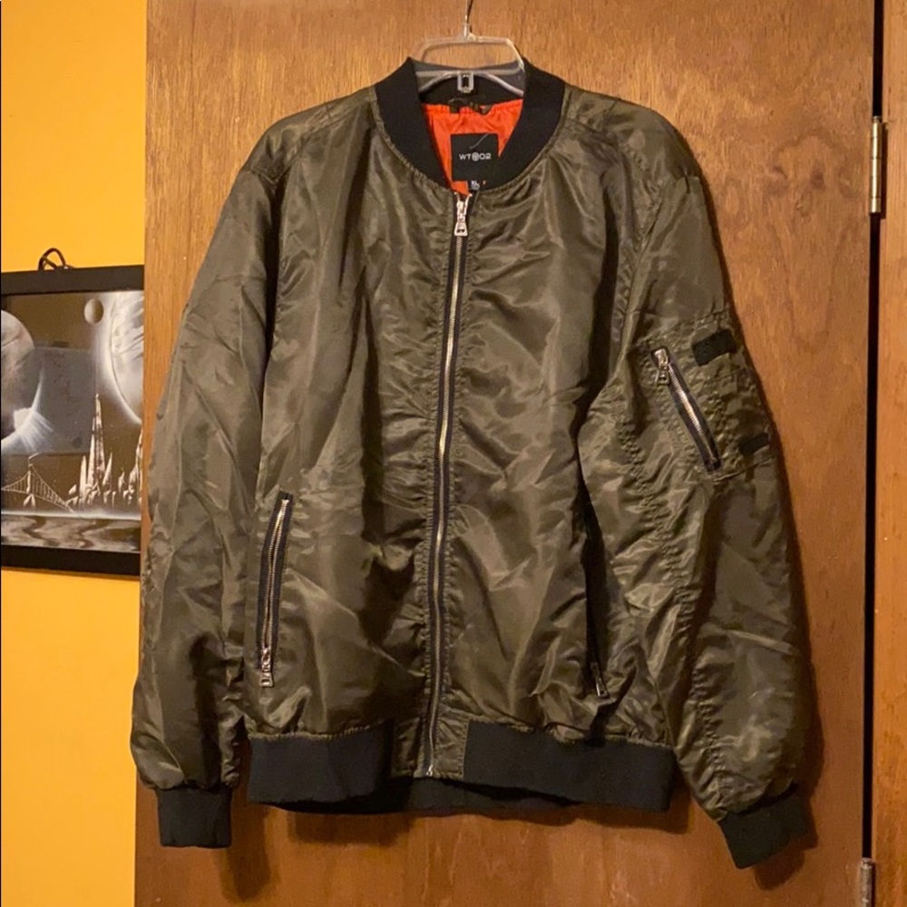 Olive green bomber jacket